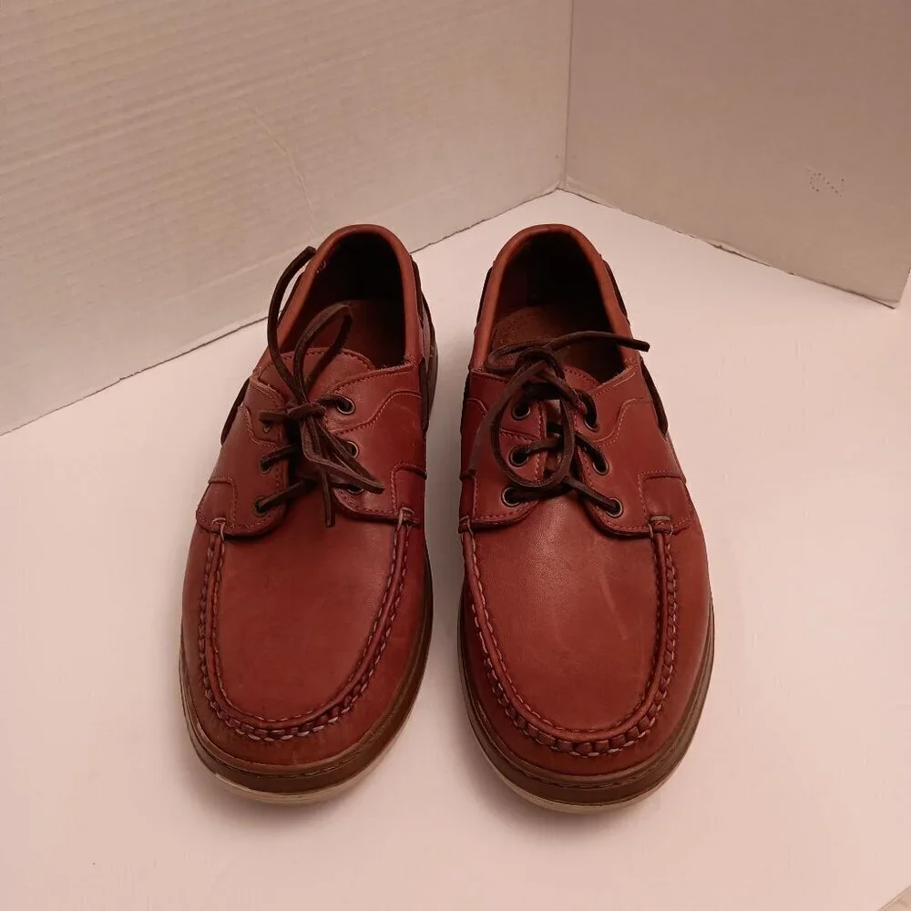 Allen Edmonds Eastport Boat Shoes Mens 10D Brown Leather 3Eye Casual Deck Preppy